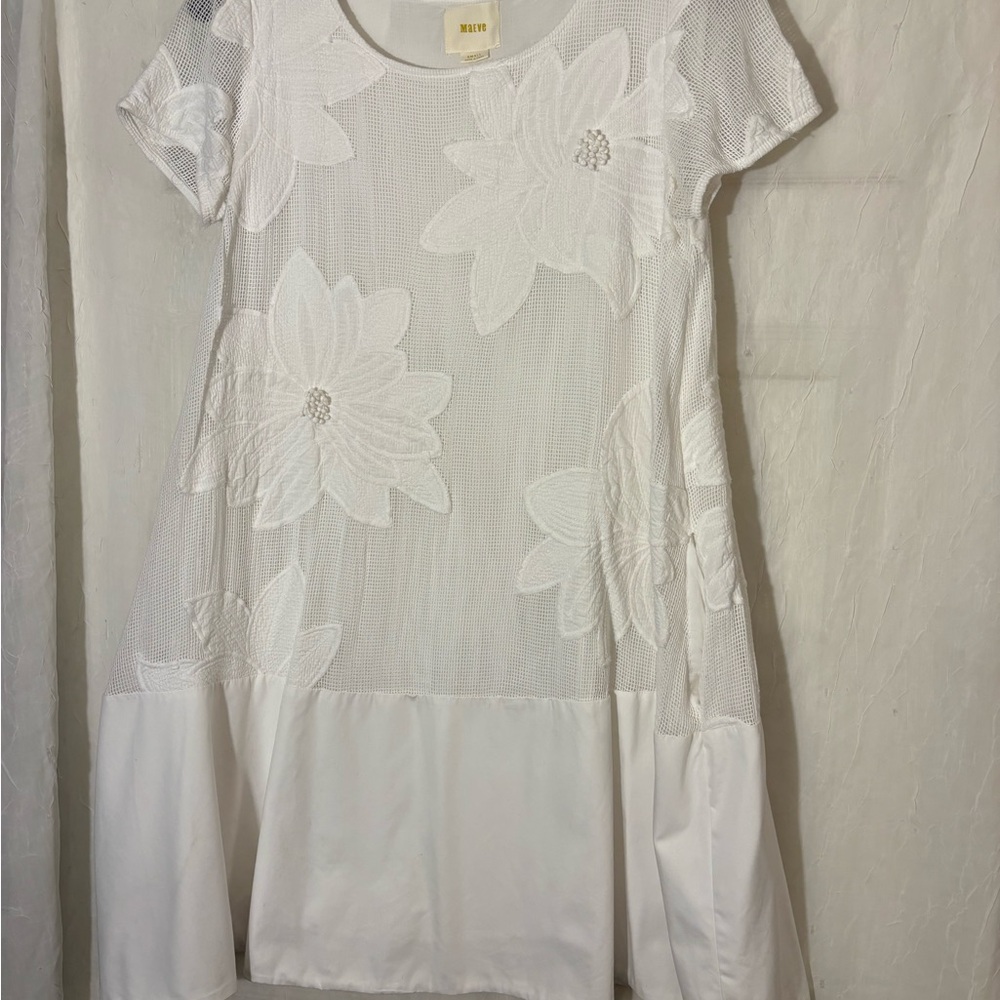 Maeve White Floral Textured Dress